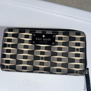 Kate Spade Checkered Wallet with Red Lining